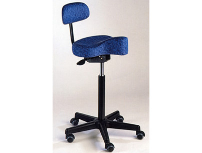 Stool seating/standing - pommel seat -4°to+8° adjust.Height 65/85cm 5 wheels - max load 120kg