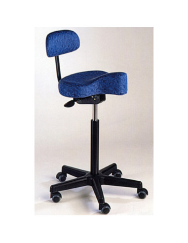 Stool seating/standing - pommel seat -4°to+8° adjust.Height 65/85cm 5 wheels - max load 120kg