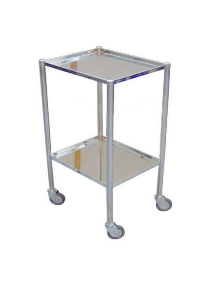 2 trays trolley for monitor L. 400 x 325mm, ARGON welded raised rim shelves