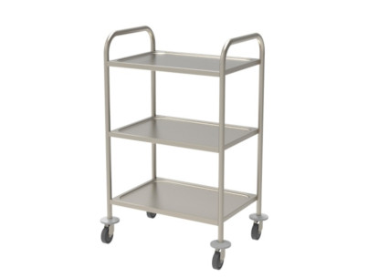 Stainless steel nonmagnetic medical trolley 600x430mm-3 stamped trays
