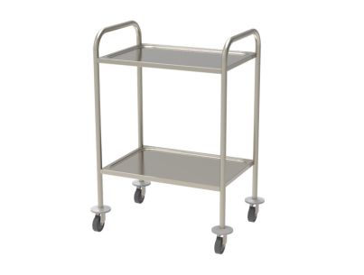 Stainless steel nonmagnetic medical trolley 600x430mm-2 stamped trays