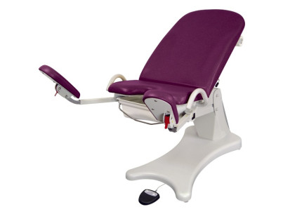 Table gynéco ELANSA - HV 460à106cm - dos gaz - repose pieds capacité 170kg/bac cuvette 6l