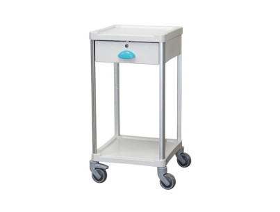 Medical trolley Resine 400x400 2 trays +1 key drawer - pop blue color