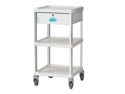 Medical trolley Resine 400x400 3 trays + 1 key drawer - blue pop