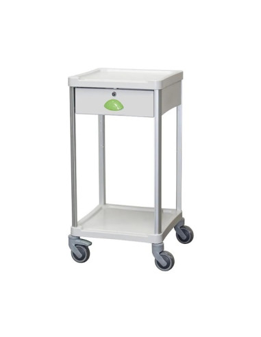 Medical trolley Resine 400x400 2 trays +1 key drawer - apple green