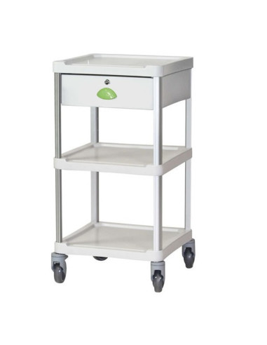 Medical trolley Resine 400x400 3 trays + 1 key drawer - apple green