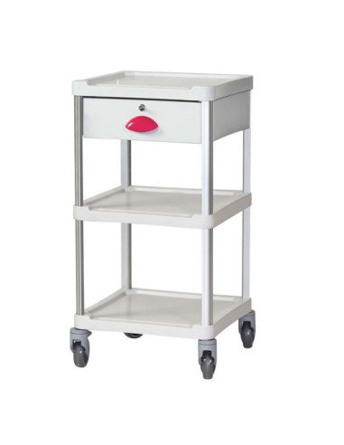 Medical trolley Resine 400x400 3 trays + 1 key drawer - fuchsia