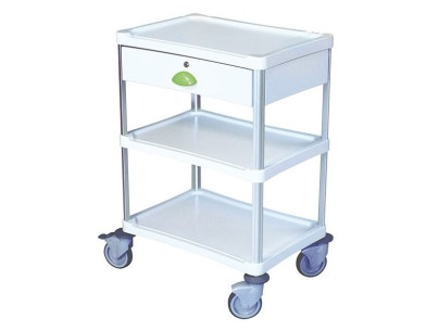 Medical trolley Resine 600x400 3 trays + 1 key drawer - apple green