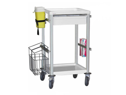 Medical trolley Agily 400x400 1trayH.115+glove hold,needle-pearl gray needle collect,1 double mobile bin, 4 standard rails