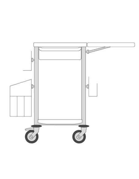 Medical trolleyAgily 400x400 1trayH.115+glove hold,fold.tab-applegree needle collect,1 double mobile bin, 4 standard rails