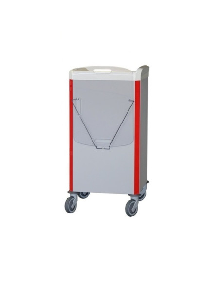 Chariot d'urgence de base NEOP 400x400 H100 6 tiroirs télescopiques couleur rouge, support et planche de massage cardiaque