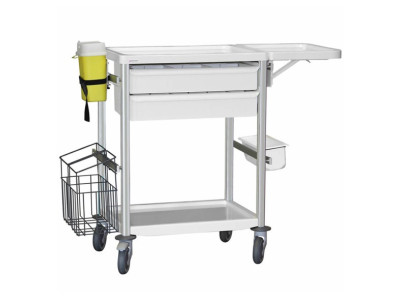 Guéridon Agily 600x400: 2 bacs H.115+tabl.rabatt.+rang.+poub-gris per support récupérateur aiguille,4 rails normalisés