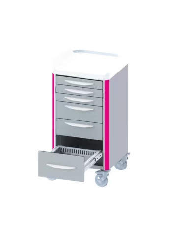 Neop 400x400 nursing trolley 6 telesc.drawers no closure-magenta pink telescopic drawers: 3H80-2H160-1H240