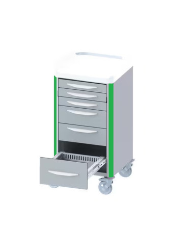 Neop 400x400 nursing trolley 6 telesc.drawers no closure-apple green telescopic drawers: 3H80-2H160-1H240