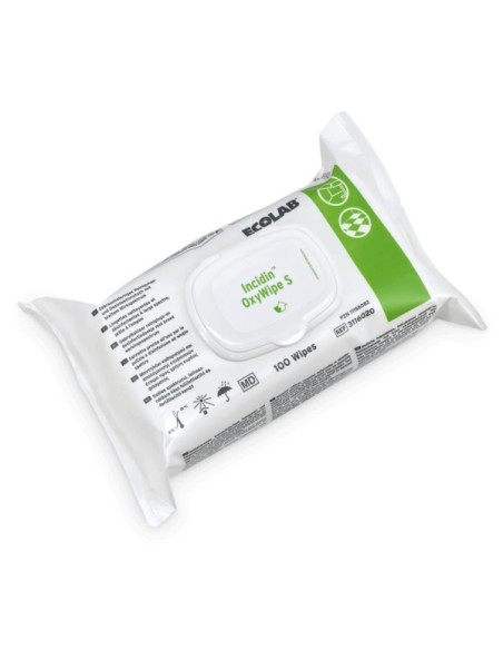 Incidine Oxywipe S 200x200mm Pack of 100 wipes Dual use - Biocid and MD