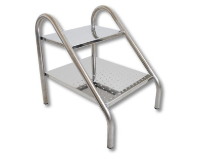 Marchepied 2 marches Pr. 430 x Larg. 340 x Ht 420 mm - acier inox