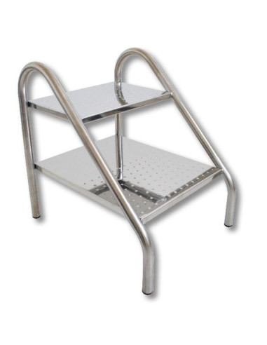 2-step stool - Depth 430 x Width 300 x Height 420mm - stainless steel